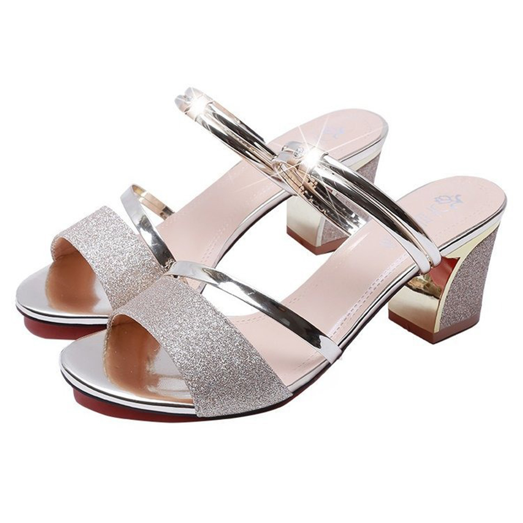 Chunky Heel PU Leather Peep Toe Wedding Shoes, image 3