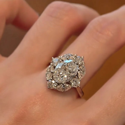 3CT 8*10mm Oval Cut Moissanite Engagement Rings In Sterling Silver