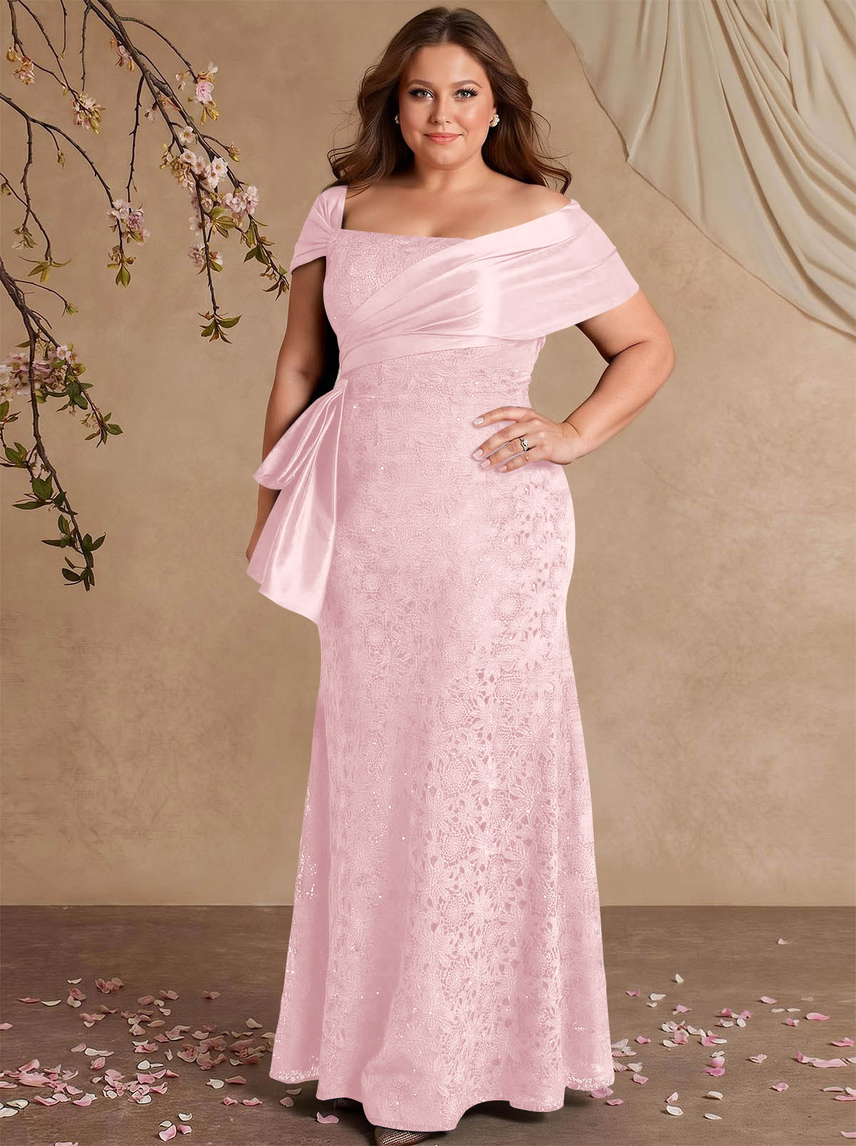 Elegant Mermaid Beading Lace Mother Of The Bride Dresses With Unremovable Satin Wrap, product image 48