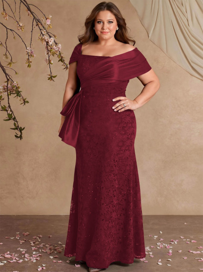 Elegant Mermaid Beading Lace Mother Of The Bride Dresses With Unremovable Satin Wrap, product image 54