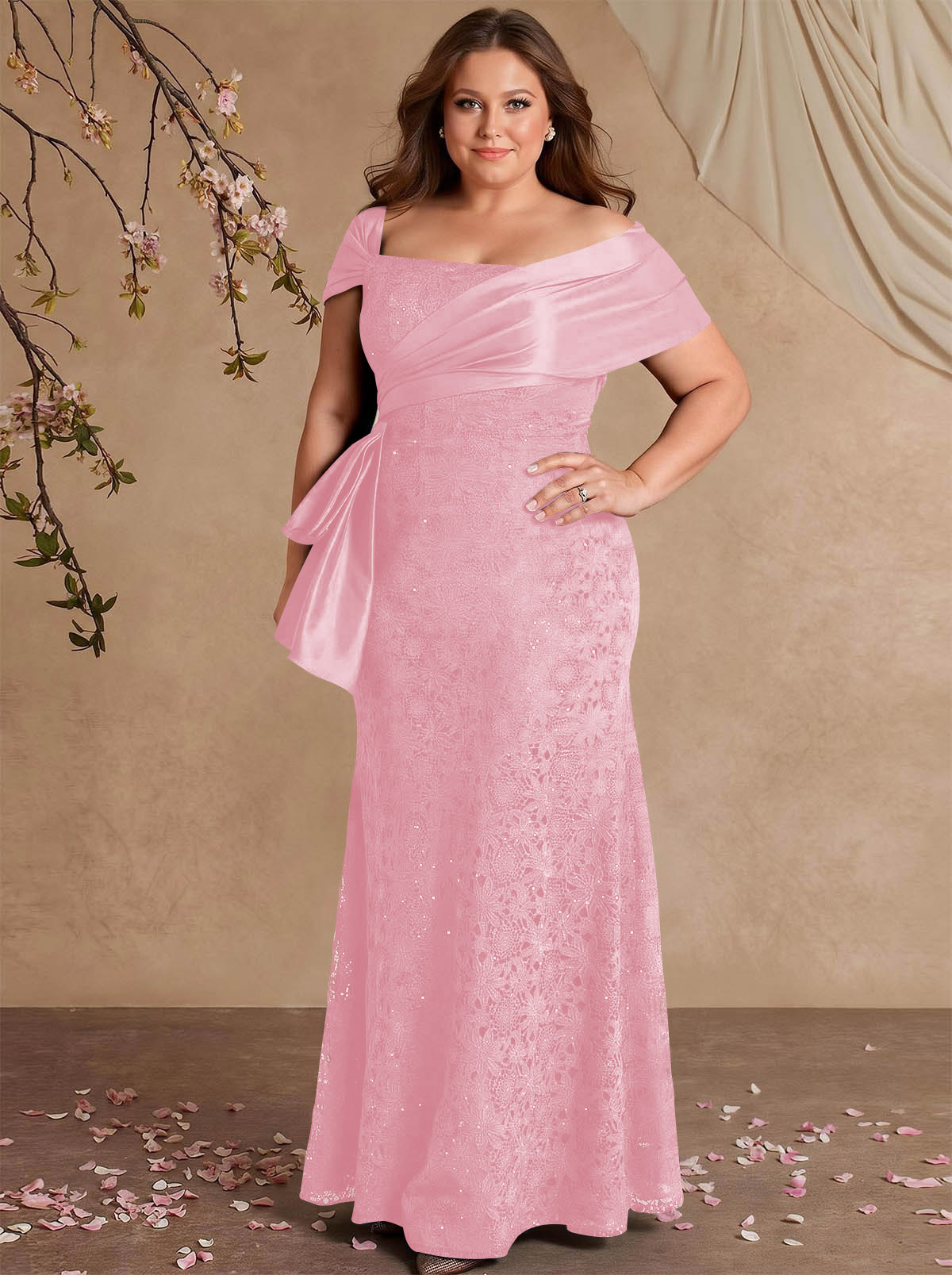Elegant Mermaid Beading Lace Mother Of The Bride Dresses With Unremovable Satin Wrap, product image 50
