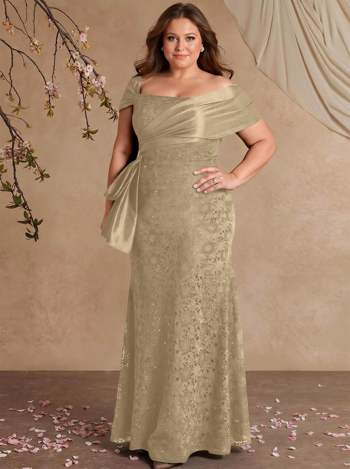 Elegant Mermaid Beading Lace Mother Of The Bride Dresses With Unremovable Satin Wrap, product image 12