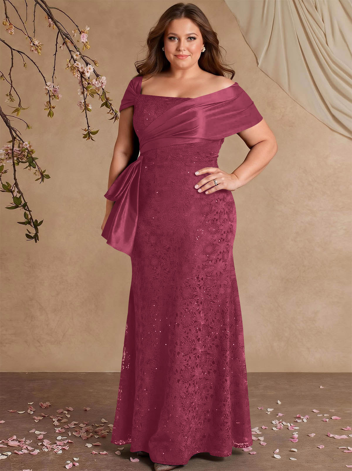 Elegant Mermaid Beading Lace Mother Of The Bride Dresses With Unremovable Satin Wrap, product image 58