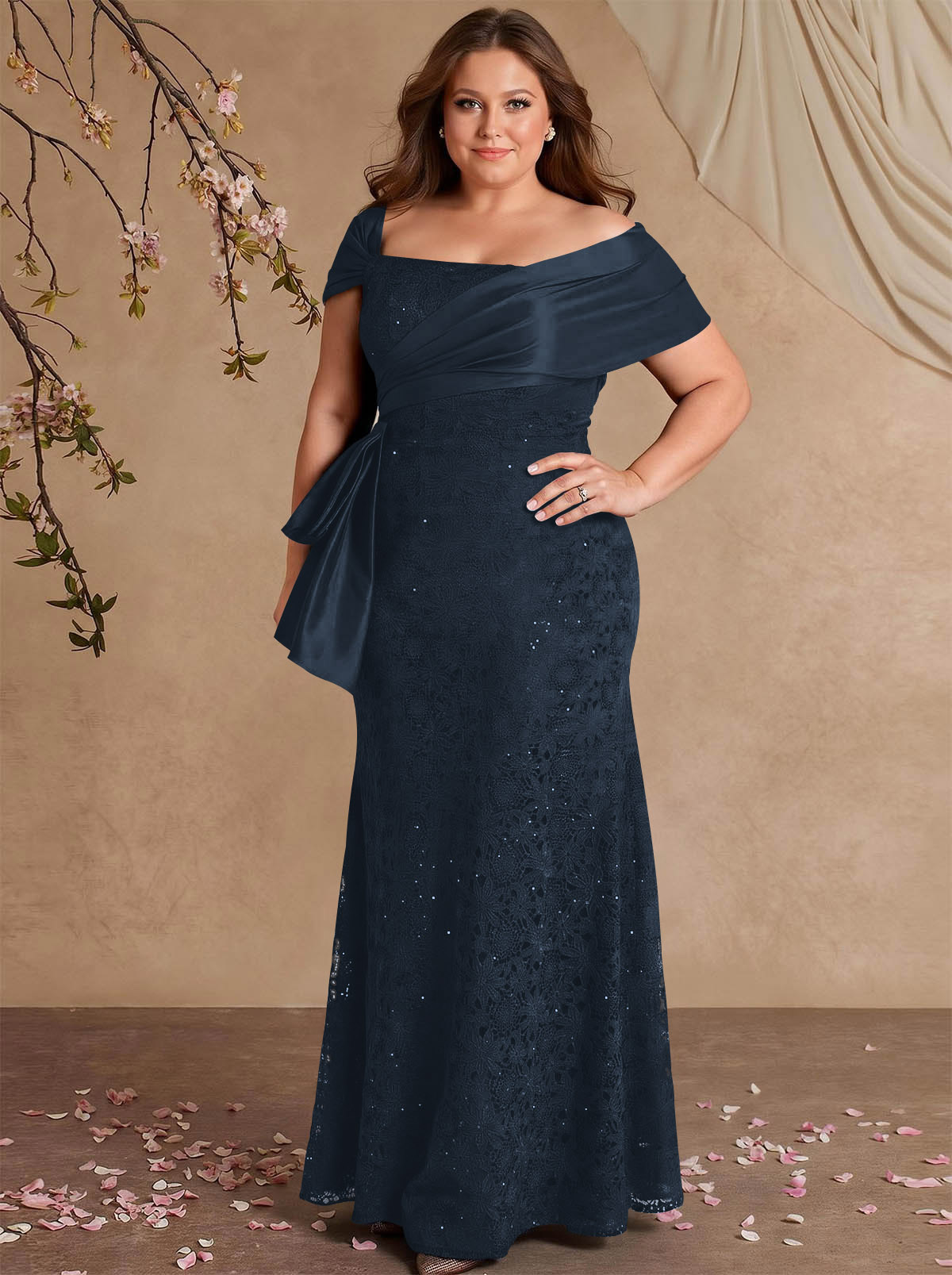 Elegant Mermaid Beading Lace Mother Of The Bride Dresses With Unremovable Satin Wrap, product image 8