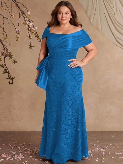 Elegant Mermaid Beading Lace Mother Of The Bride Dresses With Unremovable Satin Wrap, product image 28