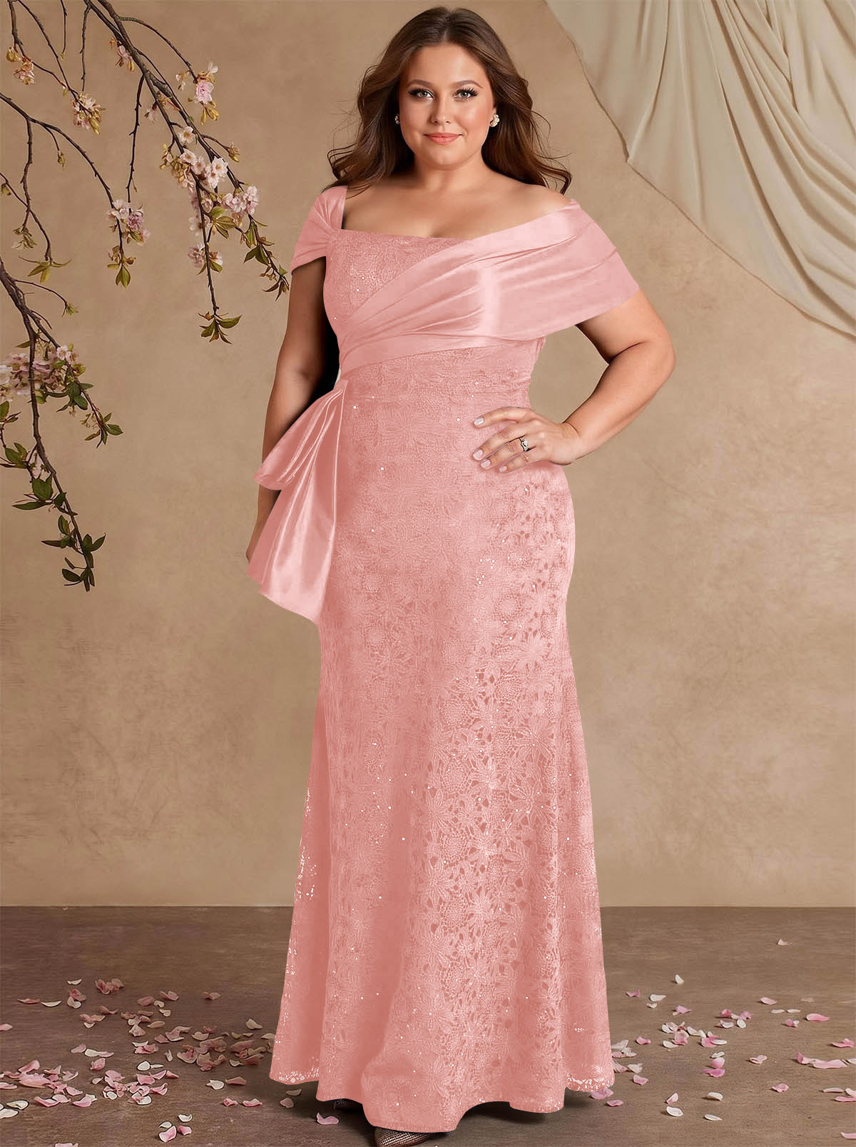Elegant Mermaid Beading Lace Mother Of The Bride Dresses With Unremovable Satin Wrap, product image 44