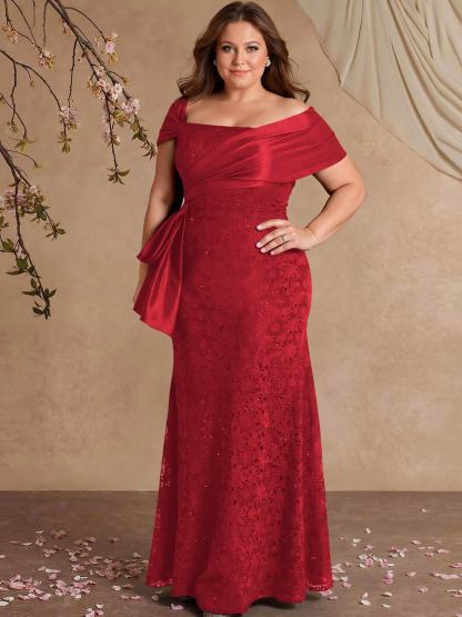 Elegant Mermaid Beading Lace Mother Of The Bride Dresses With Unremovable Satin Wrap, product image 52