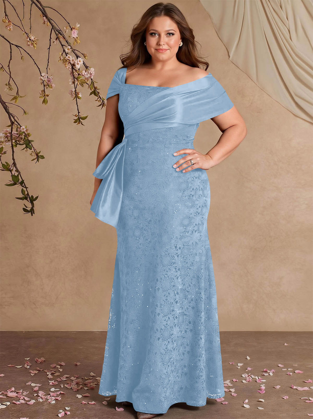 Elegant Mermaid Beading Lace Mother Of The Bride Dresses With Unremovable Satin Wrap, product image 22