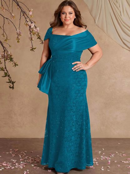 Elegant Mermaid Beading Lace Mother Of The Bride Dresses With Unremovable Satin Wrap, product image 32
