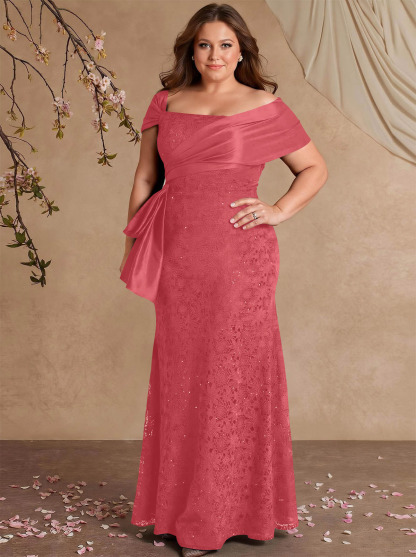 Elegant Mermaid Beading Lace Mother Of The Bride Dresses With Unremovable Satin Wrap, product image 64