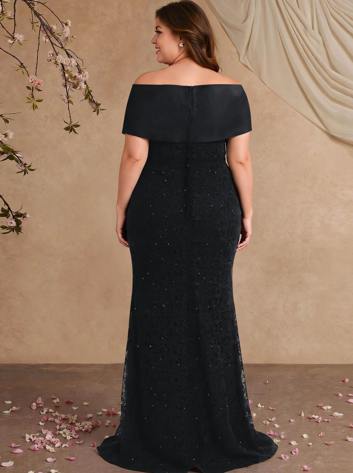 Elegant Mermaid Beading Lace Mother Of The Bride Dresses With Unremovable Satin Wrap, product image 5