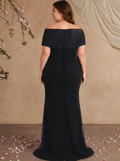 Elegant Mermaid Beading Lace Mother Of The Bride Dresses With Unremovable Satin Wrap, product image 5