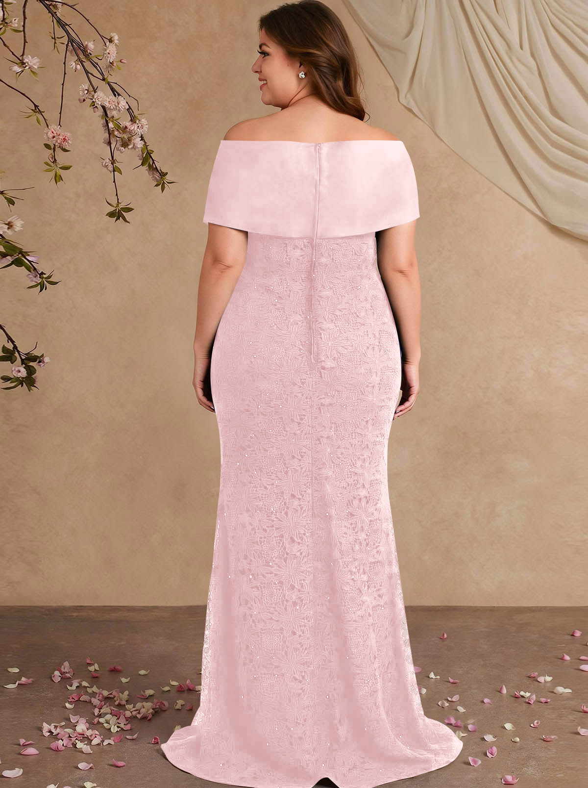 Elegant Mermaid Beading Lace Mother Of The Bride Dresses With Unremovable Satin Wrap, product image 49