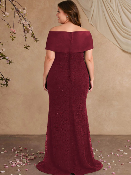 Elegant Mermaid Beading Lace Mother Of The Bride Dresses With Unremovable Satin Wrap, product image 55