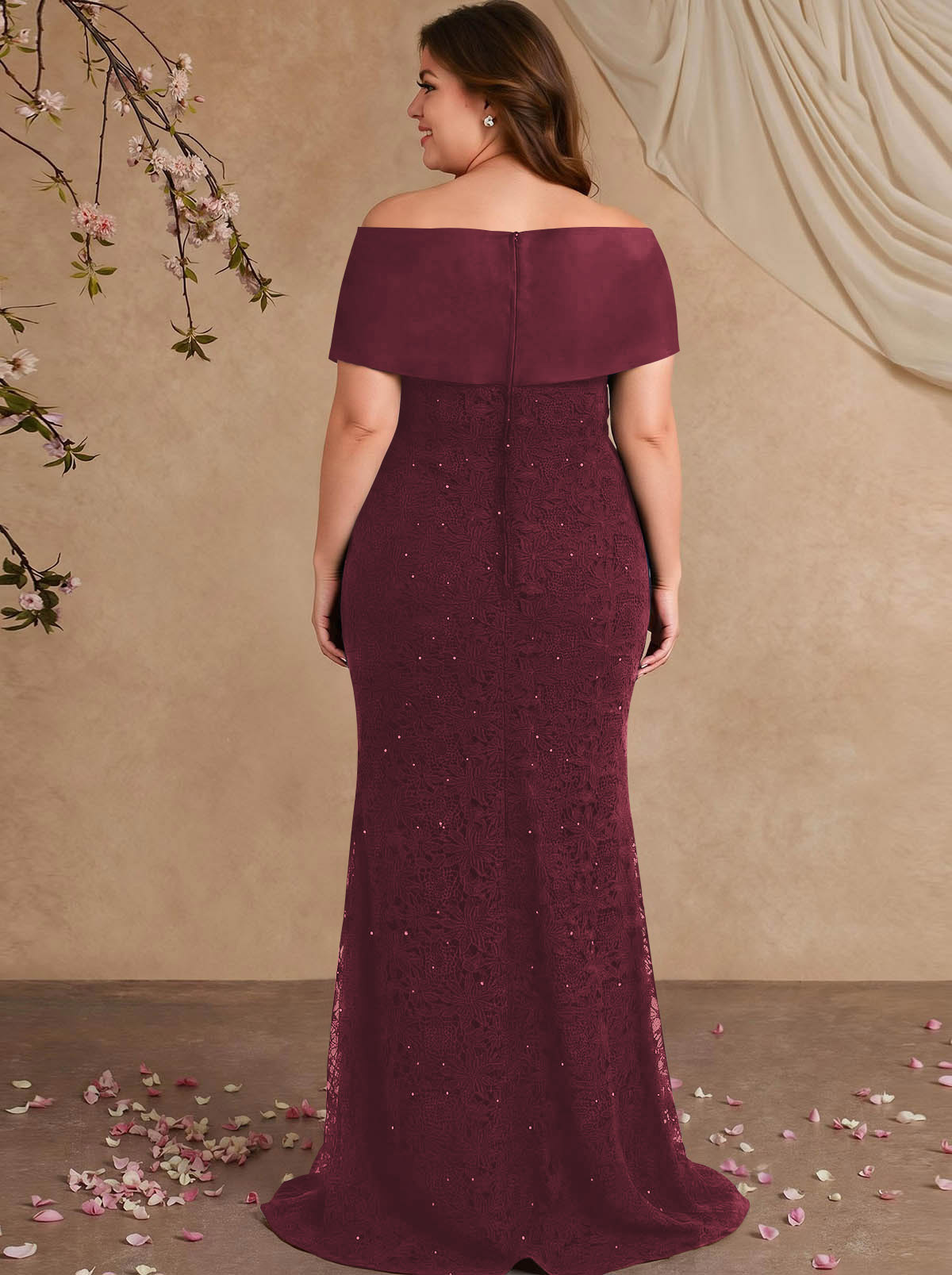 Elegant Mermaid Beading Lace Mother Of The Bride Dresses With Unremovable Satin Wrap, product image 57