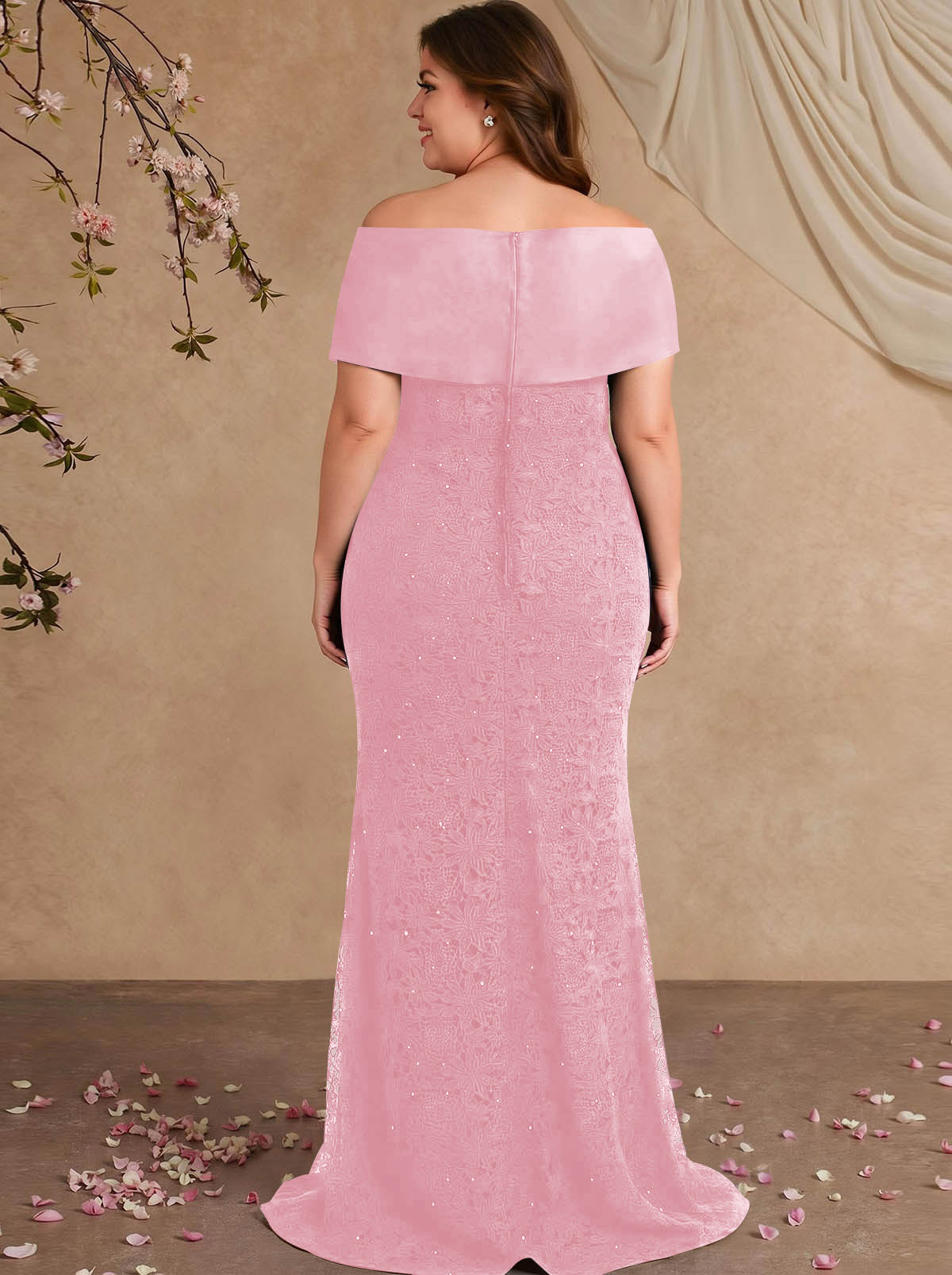 Elegant Mermaid Beading Lace Mother Of The Bride Dresses With Unremovable Satin Wrap, product image 51