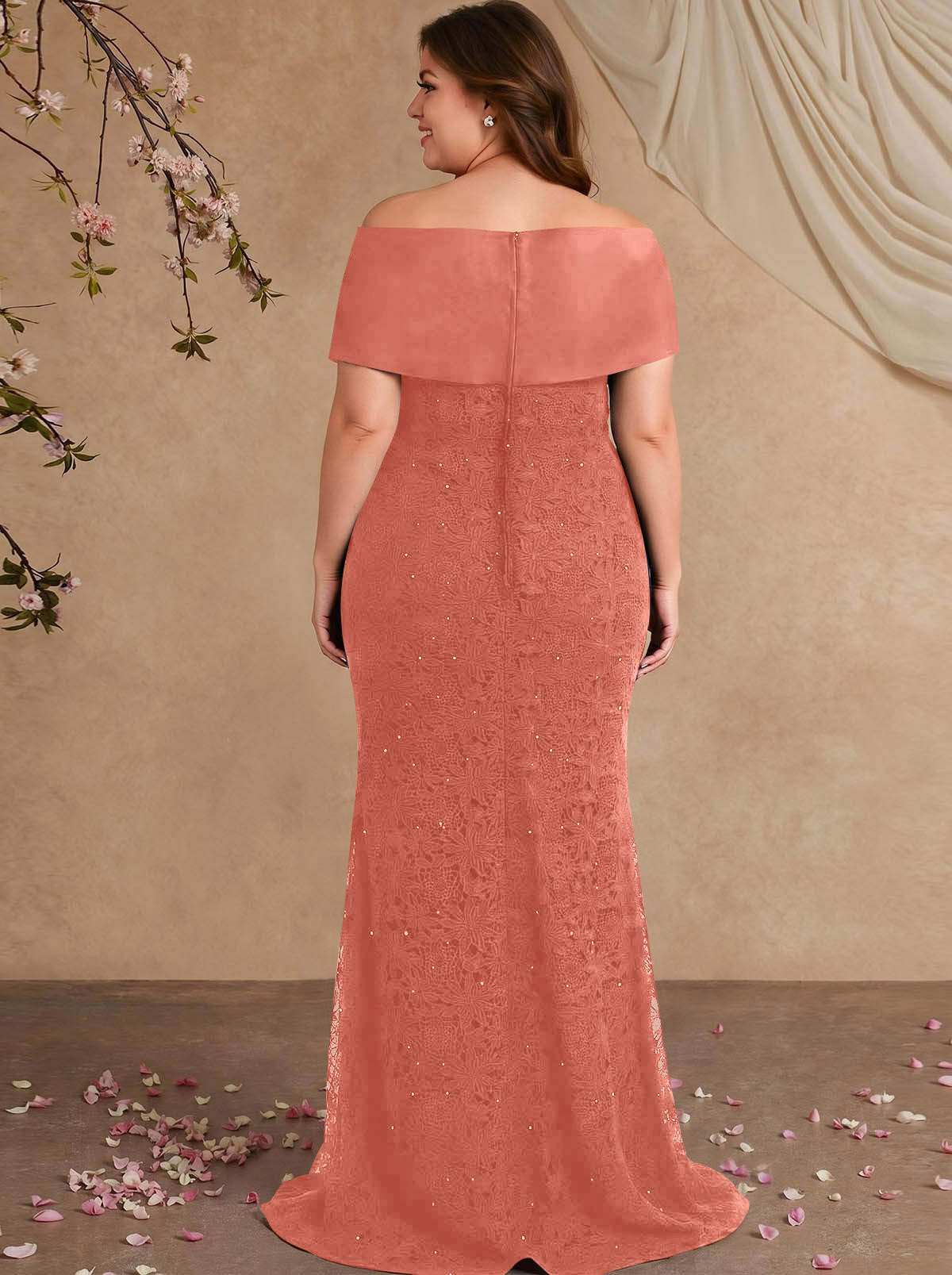 Elegant Mermaid Beading Lace Mother Of The Bride Dresses With Unremovable Satin Wrap, product image 47