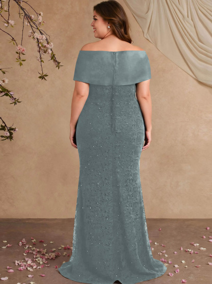 Elegant Mermaid Beading Lace Mother Of The Bride Dresses With Unremovable Satin Wrap, product image 21