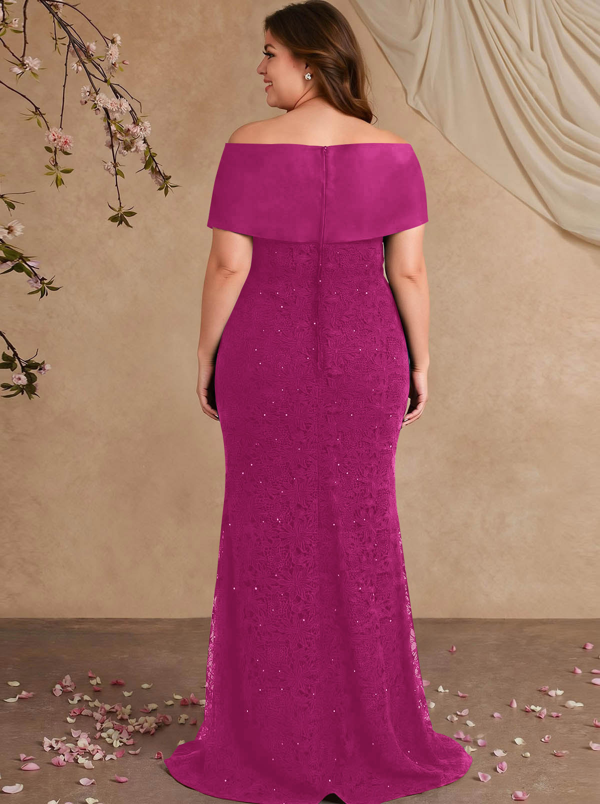 Elegant Mermaid Beading Lace Mother Of The Bride Dresses With Unremovable Satin Wrap, product image 35