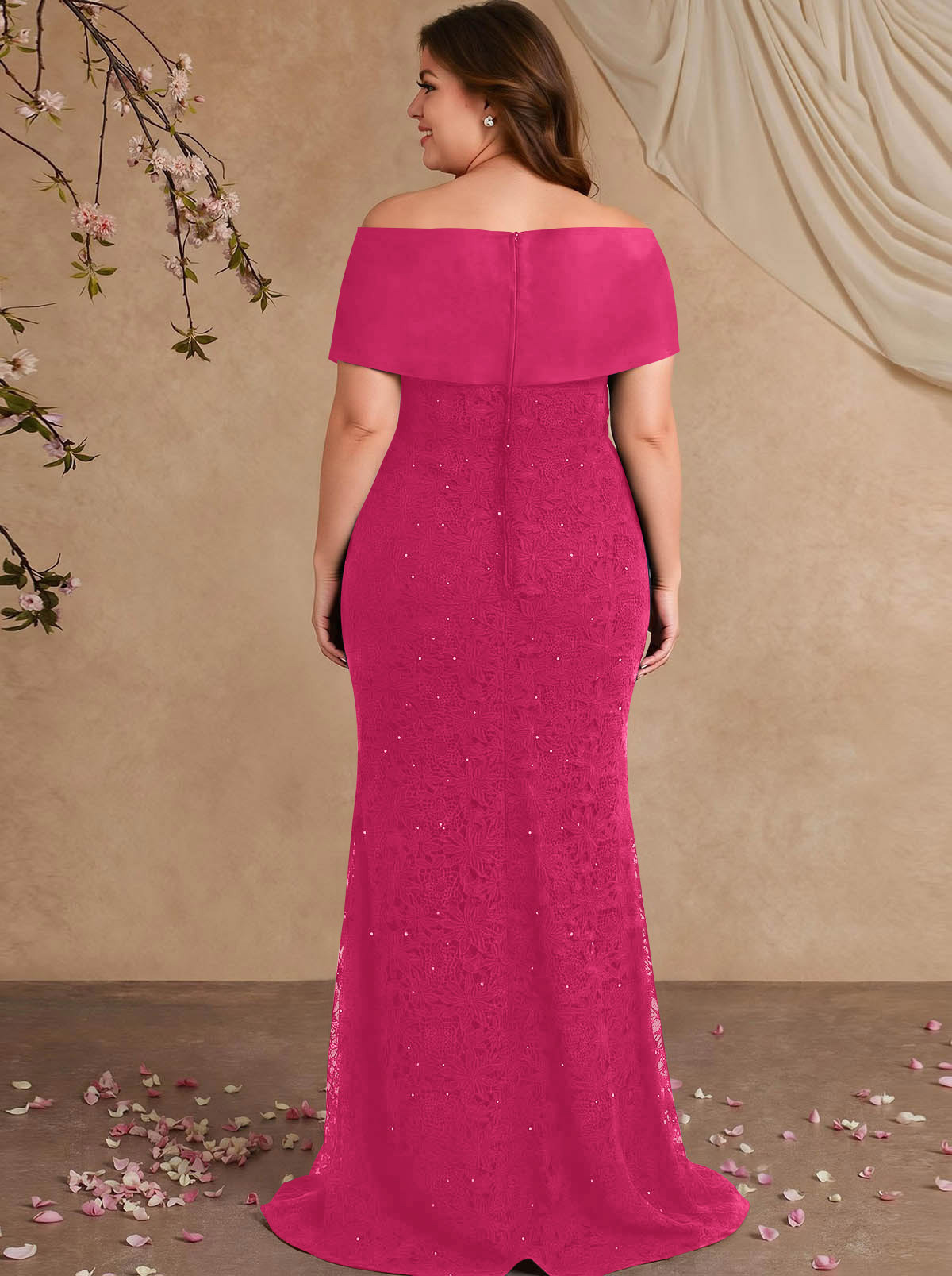 Elegant Mermaid Beading Lace Mother Of The Bride Dresses With Unremovable Satin Wrap, product image 37
