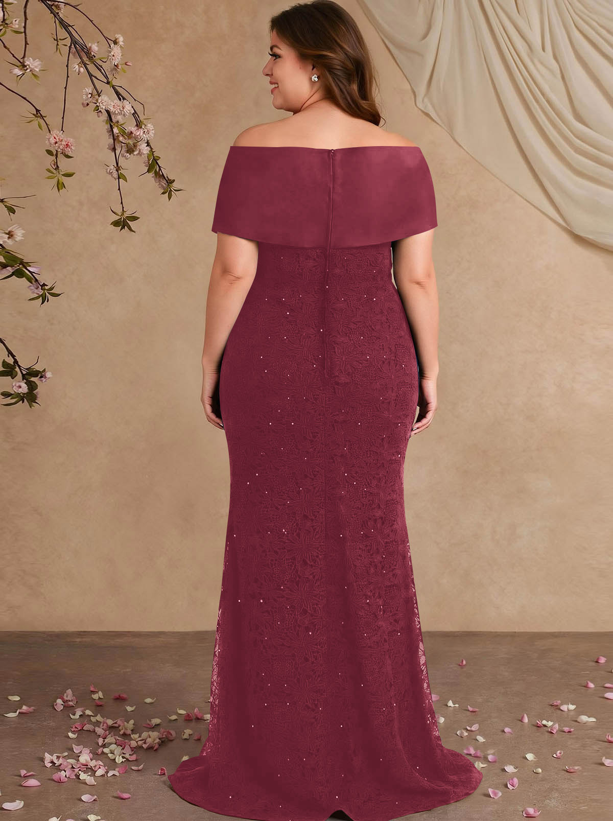 Elegant Mermaid Beading Lace Mother Of The Bride Dresses With Unremovable Satin Wrap, product image 61