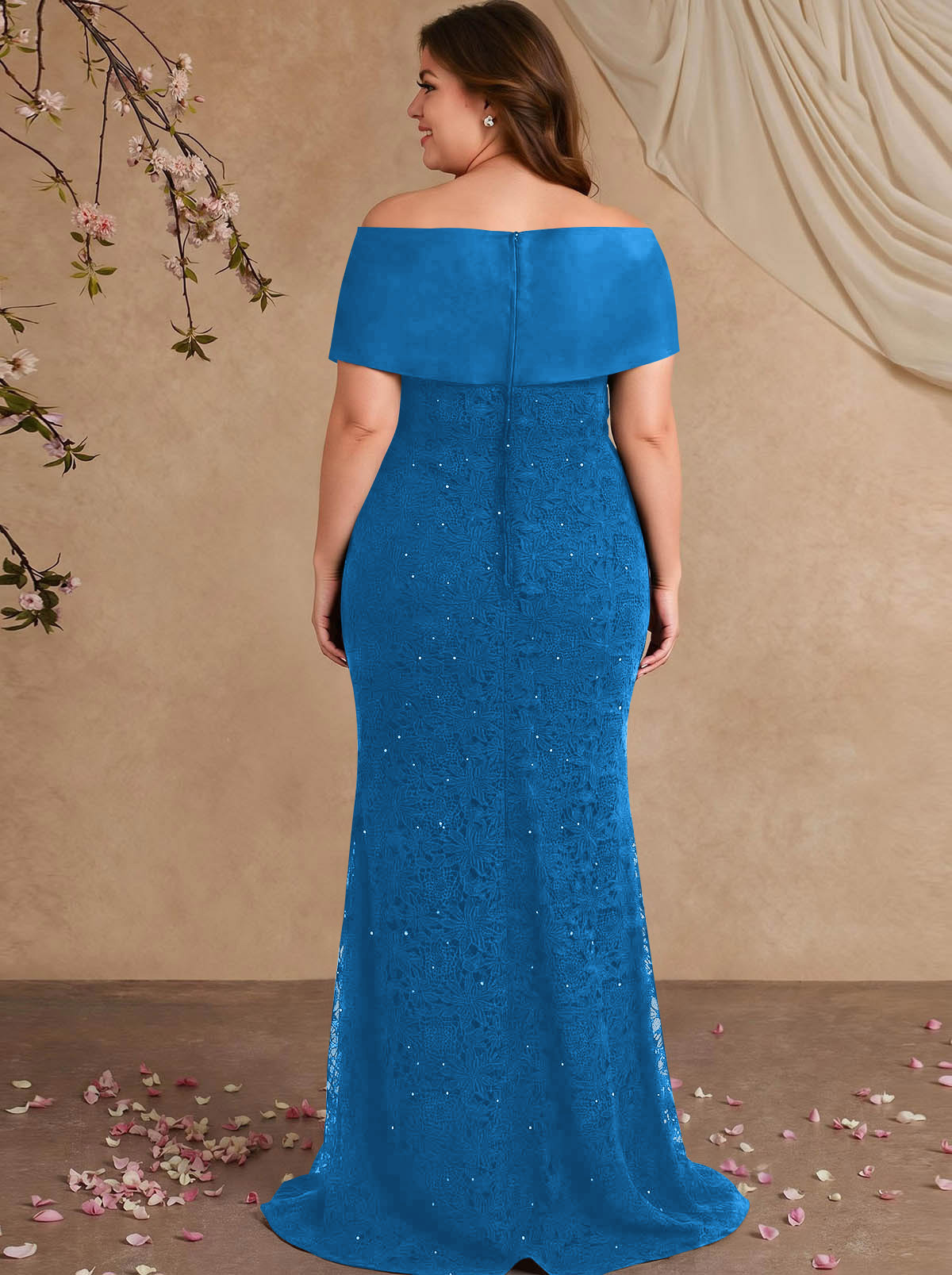 Elegant Mermaid Beading Lace Mother Of The Bride Dresses With Unremovable Satin Wrap, product image 29