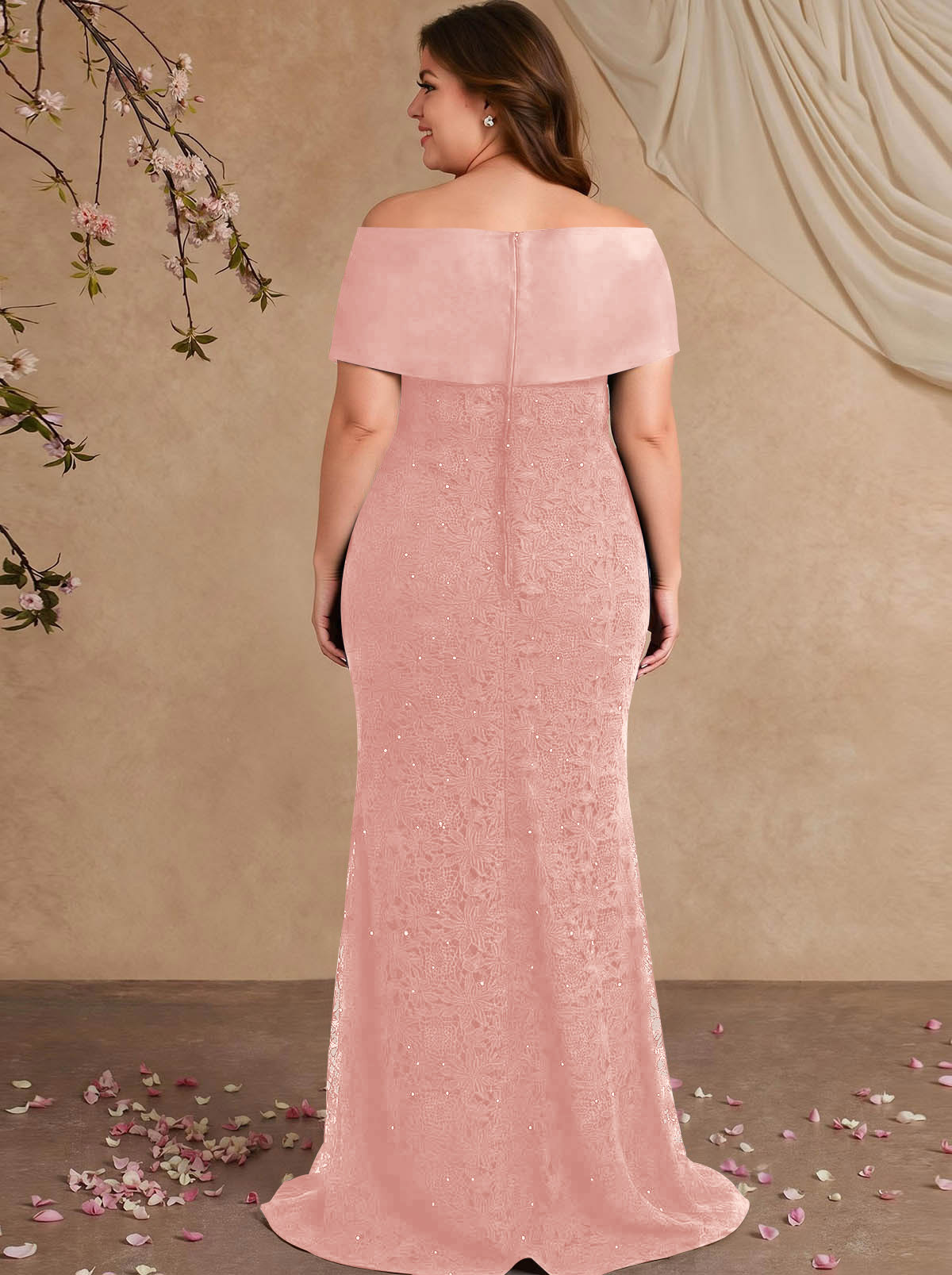 Elegant Mermaid Beading Lace Mother Of The Bride Dresses With Unremovable Satin Wrap, product image 41
