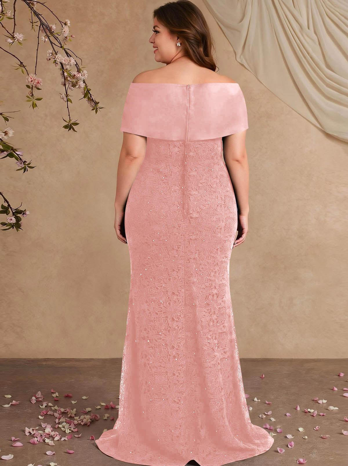 Elegant Mermaid Beading Lace Mother Of The Bride Dresses With Unremovable Satin Wrap, product image 45