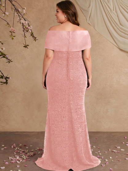 Elegant Mermaid Beading Lace Mother Of The Bride Dresses With Unremovable Satin Wrap, product image 45