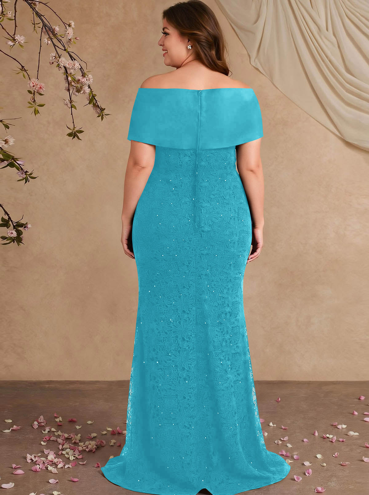 Elegant Mermaid Beading Lace Mother Of The Bride Dresses With Unremovable Satin Wrap, product image 27