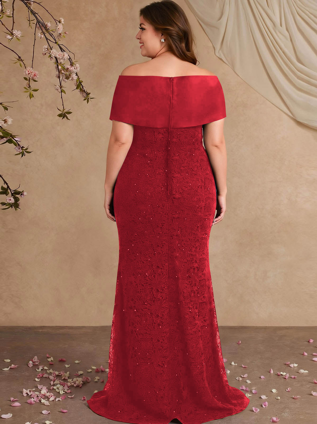 Elegant Mermaid Beading Lace Mother Of The Bride Dresses With Unremovable Satin Wrap, product image 53