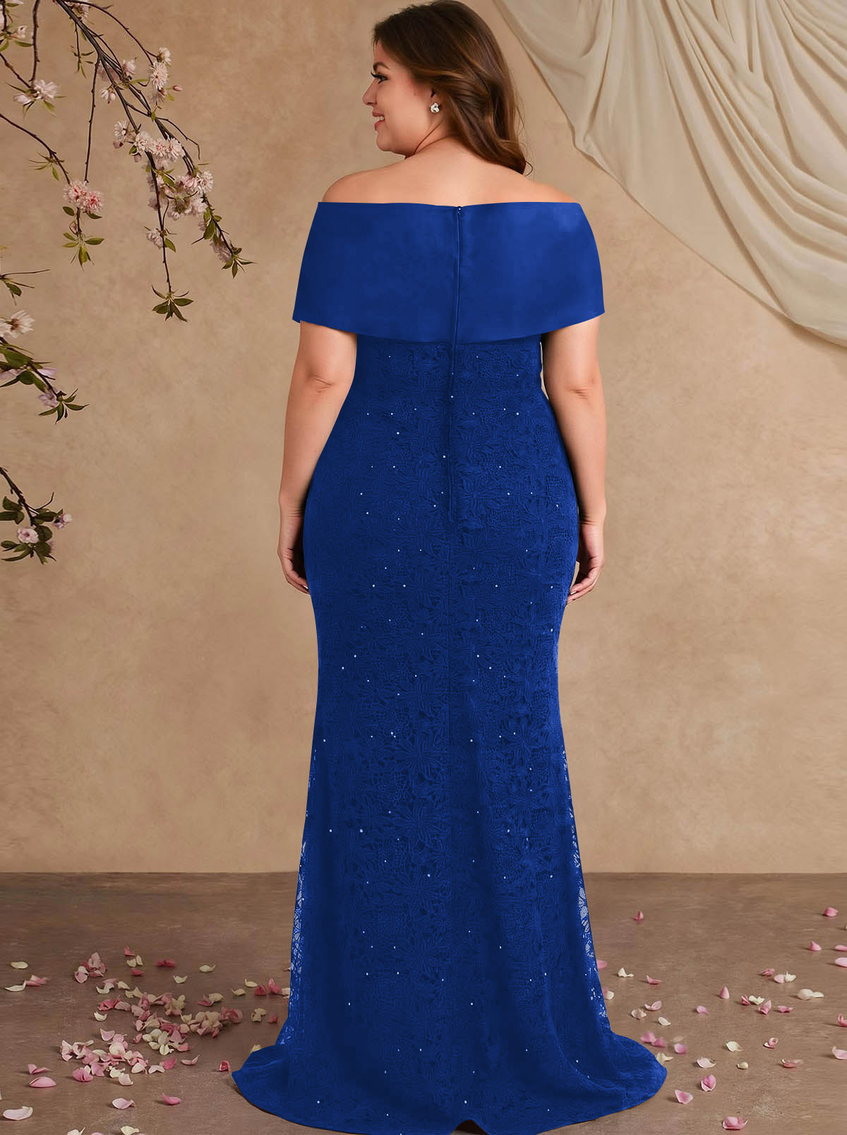Elegant Mermaid Beading Lace Mother Of The Bride Dresses With Unremovable Satin Wrap, product image 15