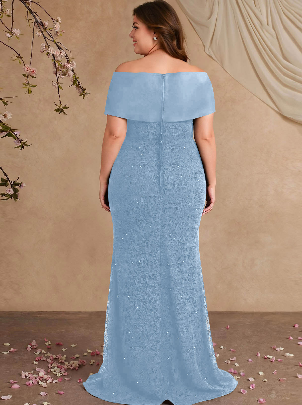 Elegant Mermaid Beading Lace Mother Of The Bride Dresses With Unremovable Satin Wrap, product image 23