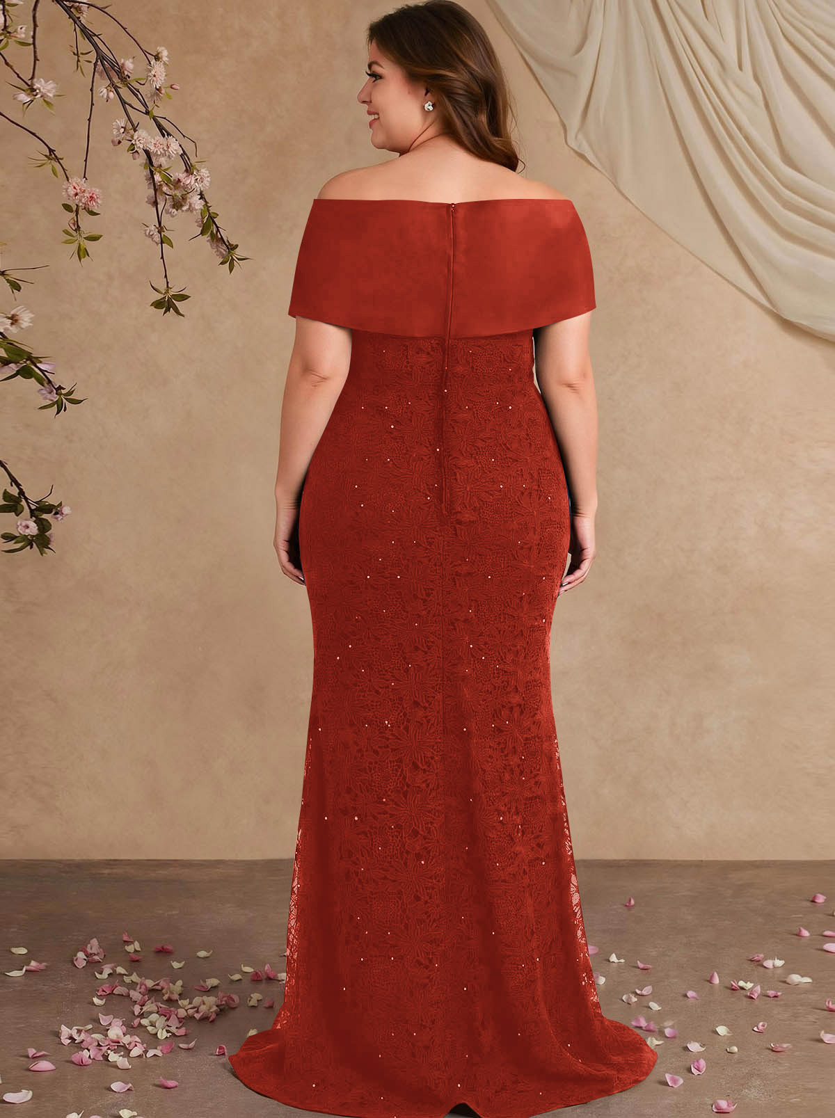 Elegant Mermaid Beading Lace Mother Of The Bride Dresses With Unremovable Satin Wrap, product image 63