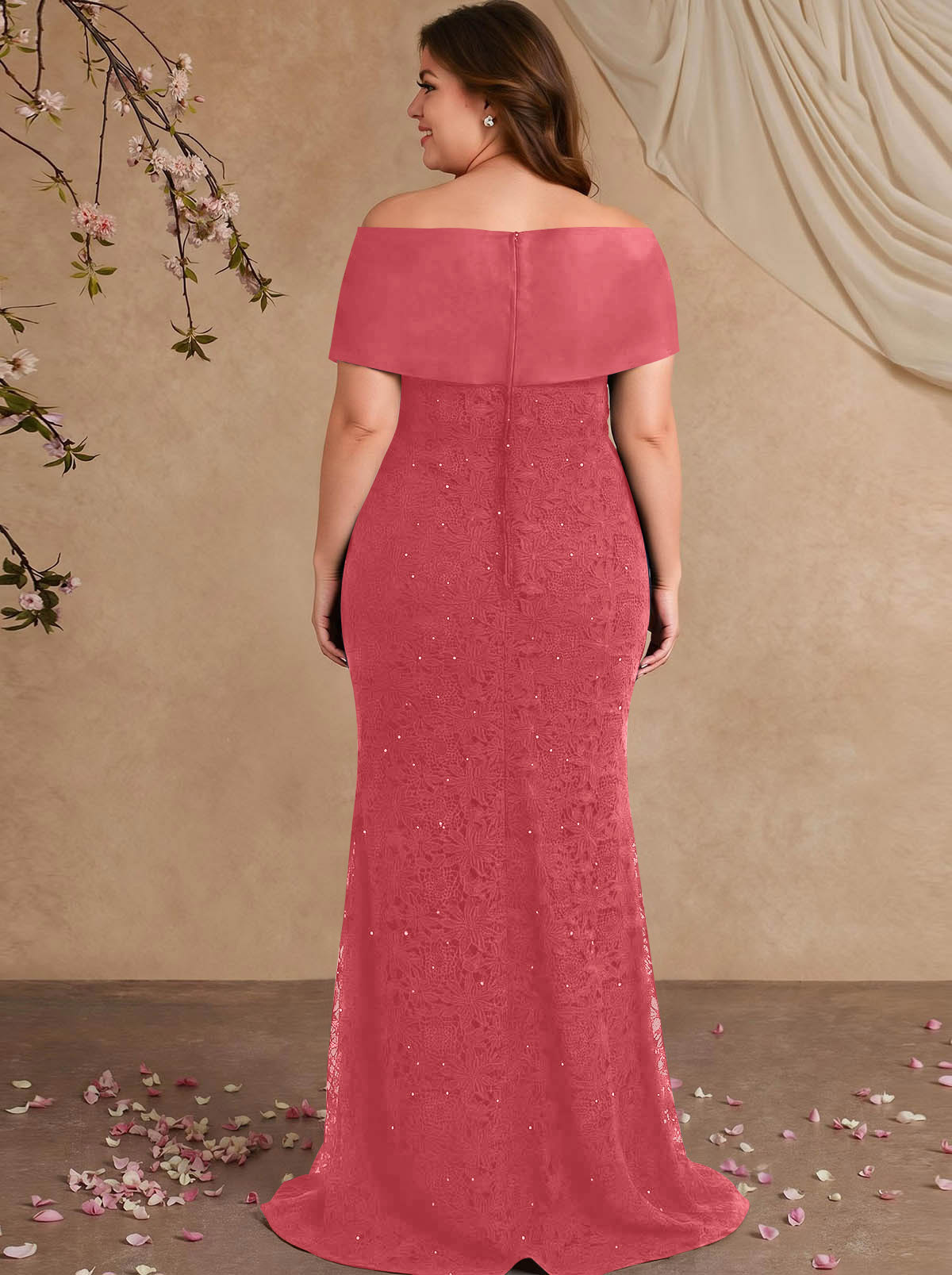 Elegant Mermaid Beading Lace Mother Of The Bride Dresses With Unremovable Satin Wrap, product image 65