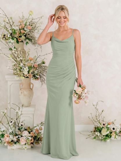 Cowl Back Trumpet/Mermaid Chiffon Bridesmaid Dresses