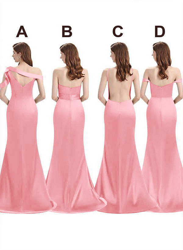 Mermaid Floor-Length Stretch Satin Bridesmaid Dresses With Split Front, product image 8