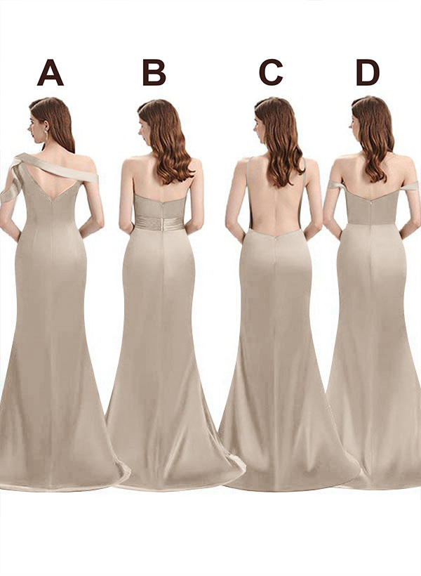 Mermaid Floor-Length Stretch Satin Bridesmaid Dresses With Split Front, product image 123