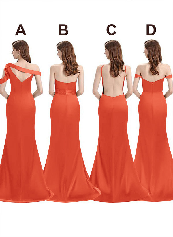Mermaid Floor-Length Stretch Satin Bridesmaid Dresses With Split Front, product image 17