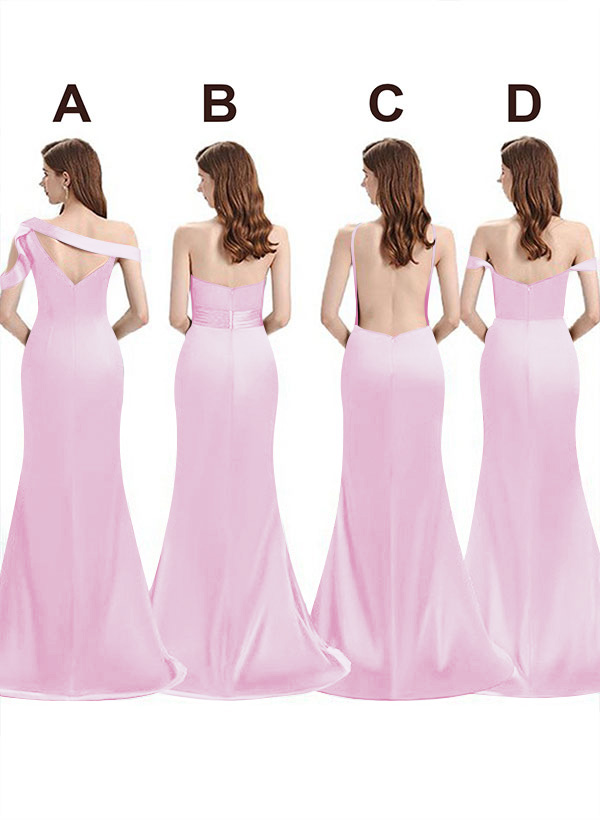 Mermaid Floor-Length Stretch Satin Bridesmaid Dresses With Split Front, product image 97