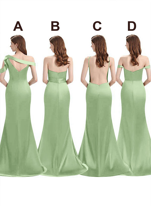 Mermaid Floor-Length Stretch Satin Bridesmaid Dresses With Split Front, product image 19