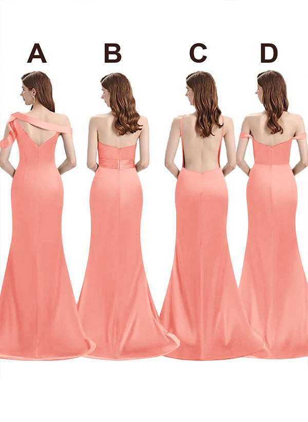 Mermaid Floor-Length Stretch Satin Bridesmaid Dresses With Split Front, product image 95
