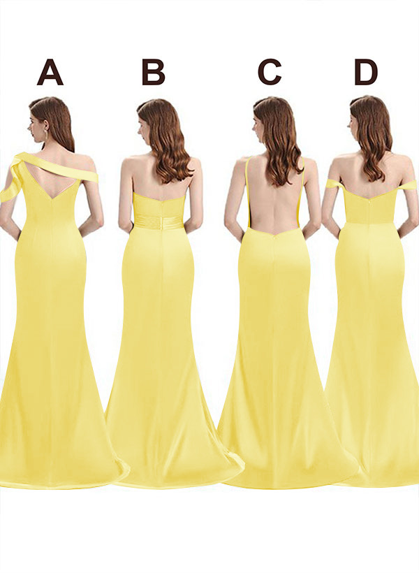 Mermaid Floor-Length Stretch Satin Bridesmaid Dresses With Split Front, product image 25