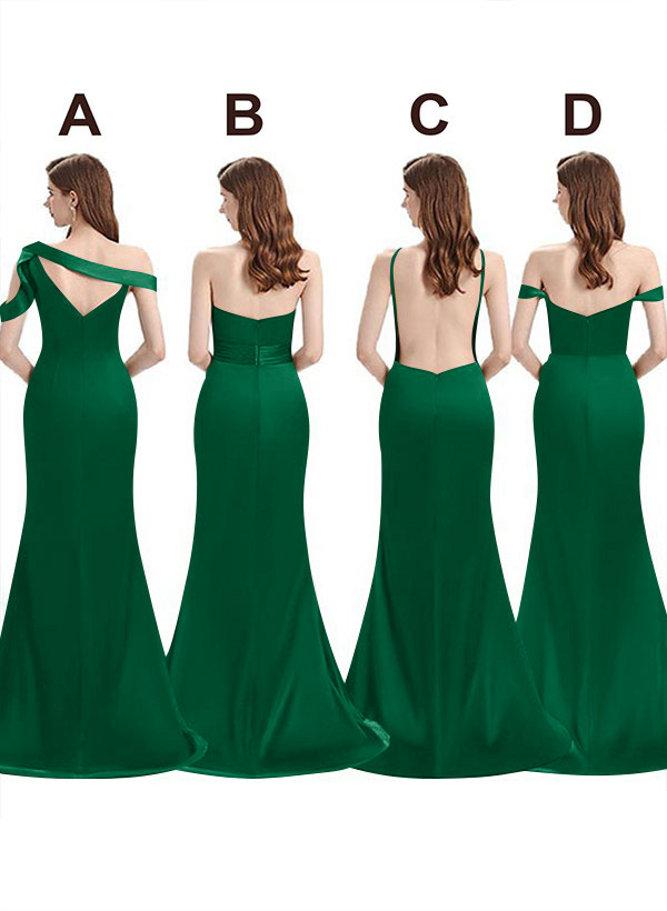 Mermaid Floor-Length Stretch Satin Bridesmaid Dresses With Split Front, product image 27
