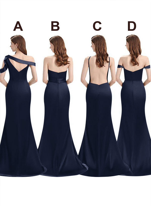 Mermaid Floor-Length Stretch Satin Bridesmaid Dresses With Split Front, product image 29