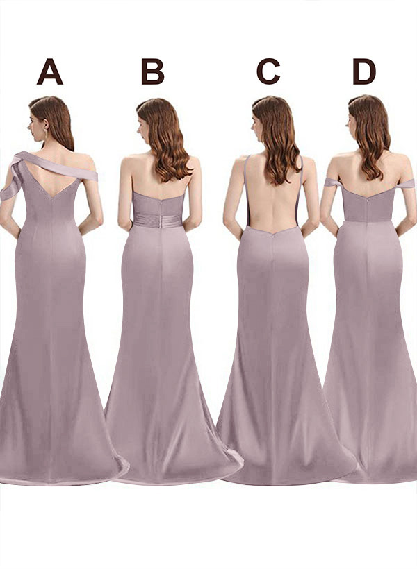 Mermaid Floor-Length Stretch Satin Bridesmaid Dresses With Split Front, product image 31