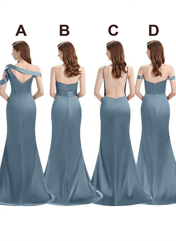Mermaid Floor-Length Stretch Satin Bridesmaid Dresses With Split Front, product image 33