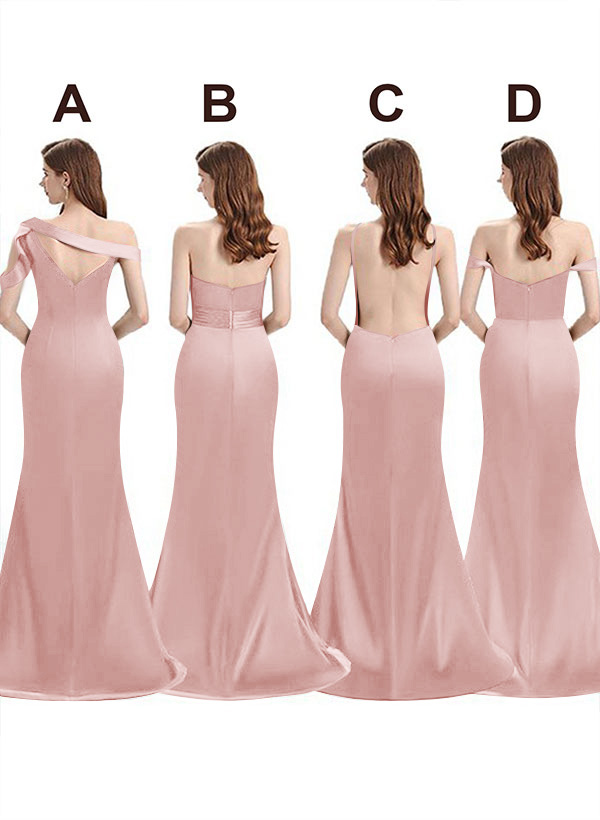 Mermaid Floor-Length Stretch Satin Bridesmaid Dresses With Split Front, product image 35