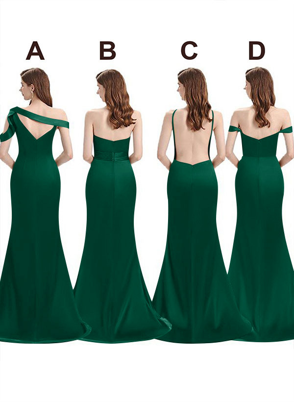 Mermaid Floor-Length Stretch Satin Bridesmaid Dresses With Split Front, product image 37