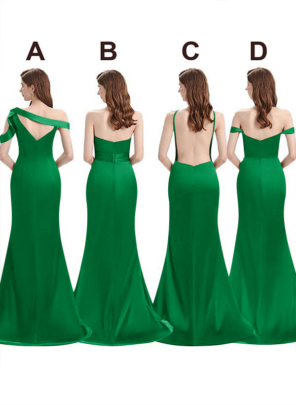 Mermaid Floor-Length Stretch Satin Bridesmaid Dresses With Split Front, product image 109